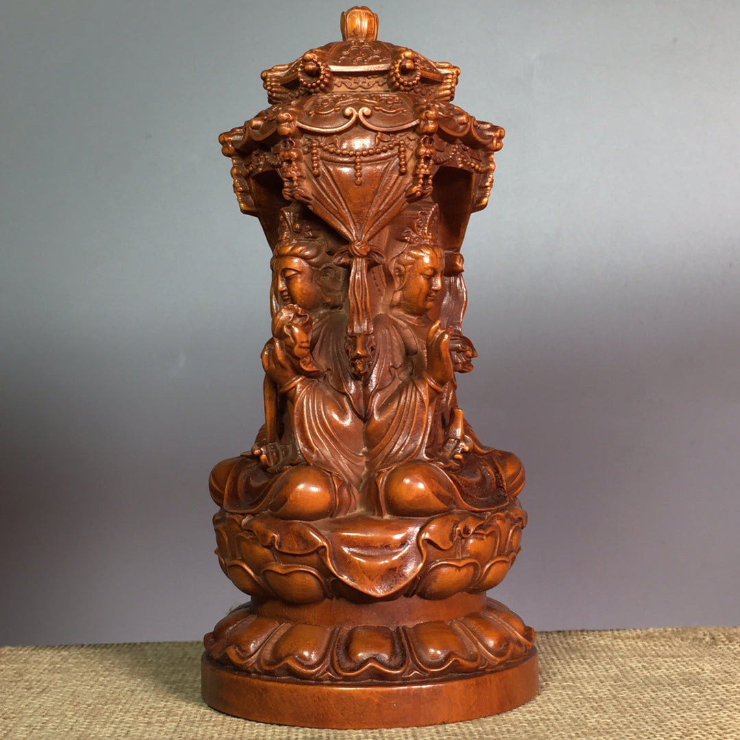 A0362 Chinese Boxwood Wood Carved Buddha Statue