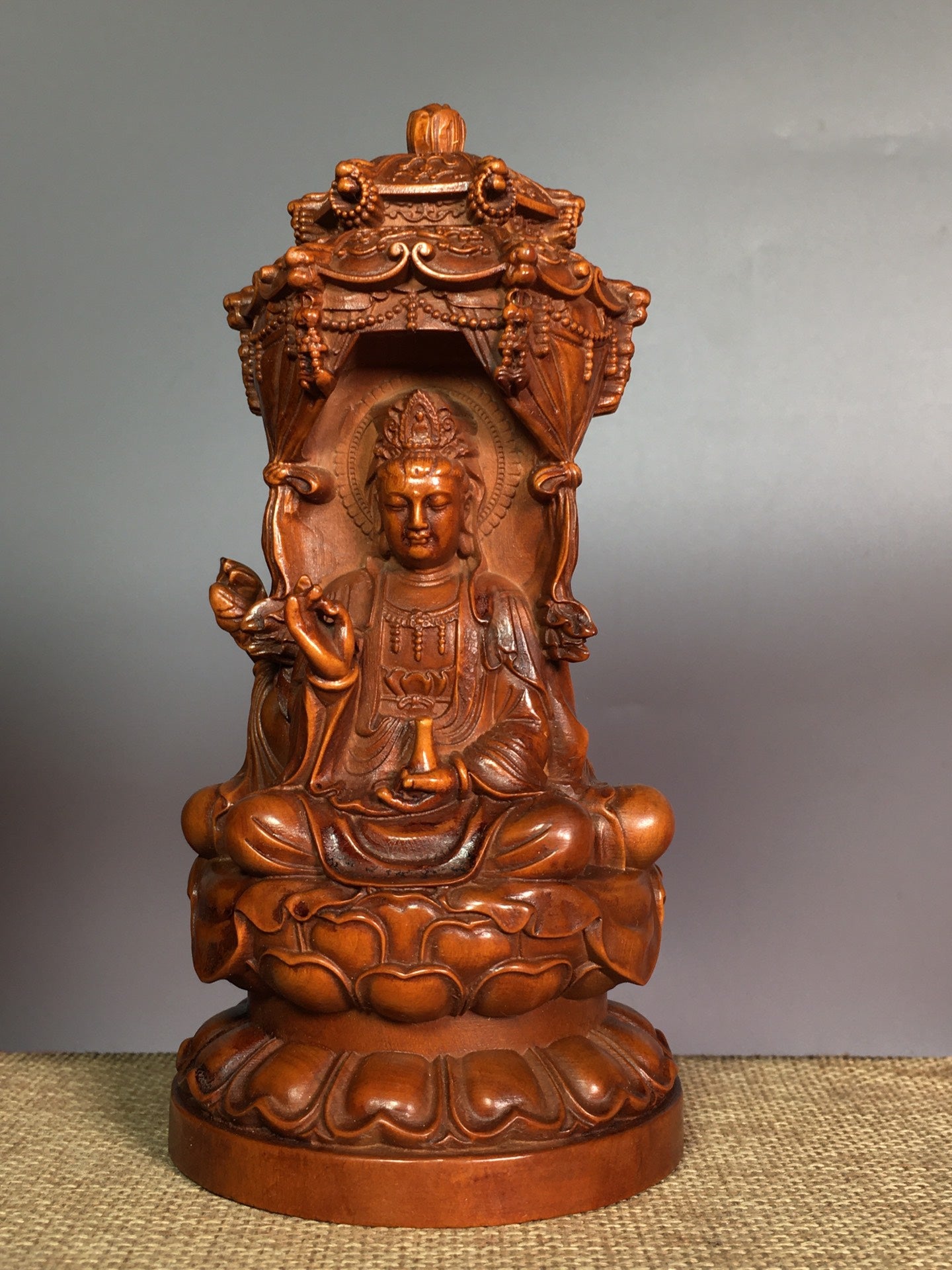 A0362 Chinese Boxwood Wood Carved Buddha Statue