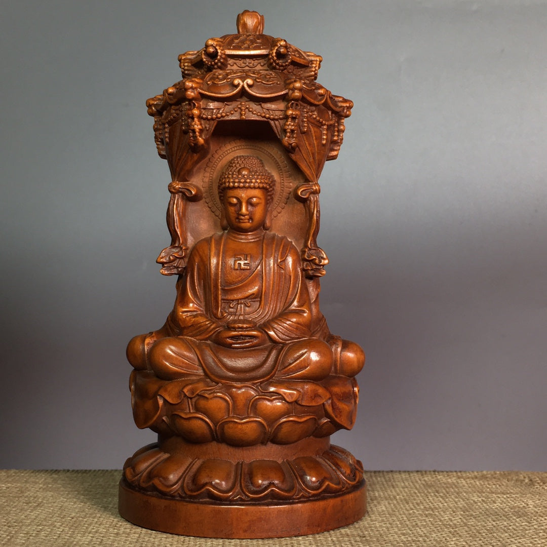 A0362 Chinese Boxwood Wood Carved Buddha Statue