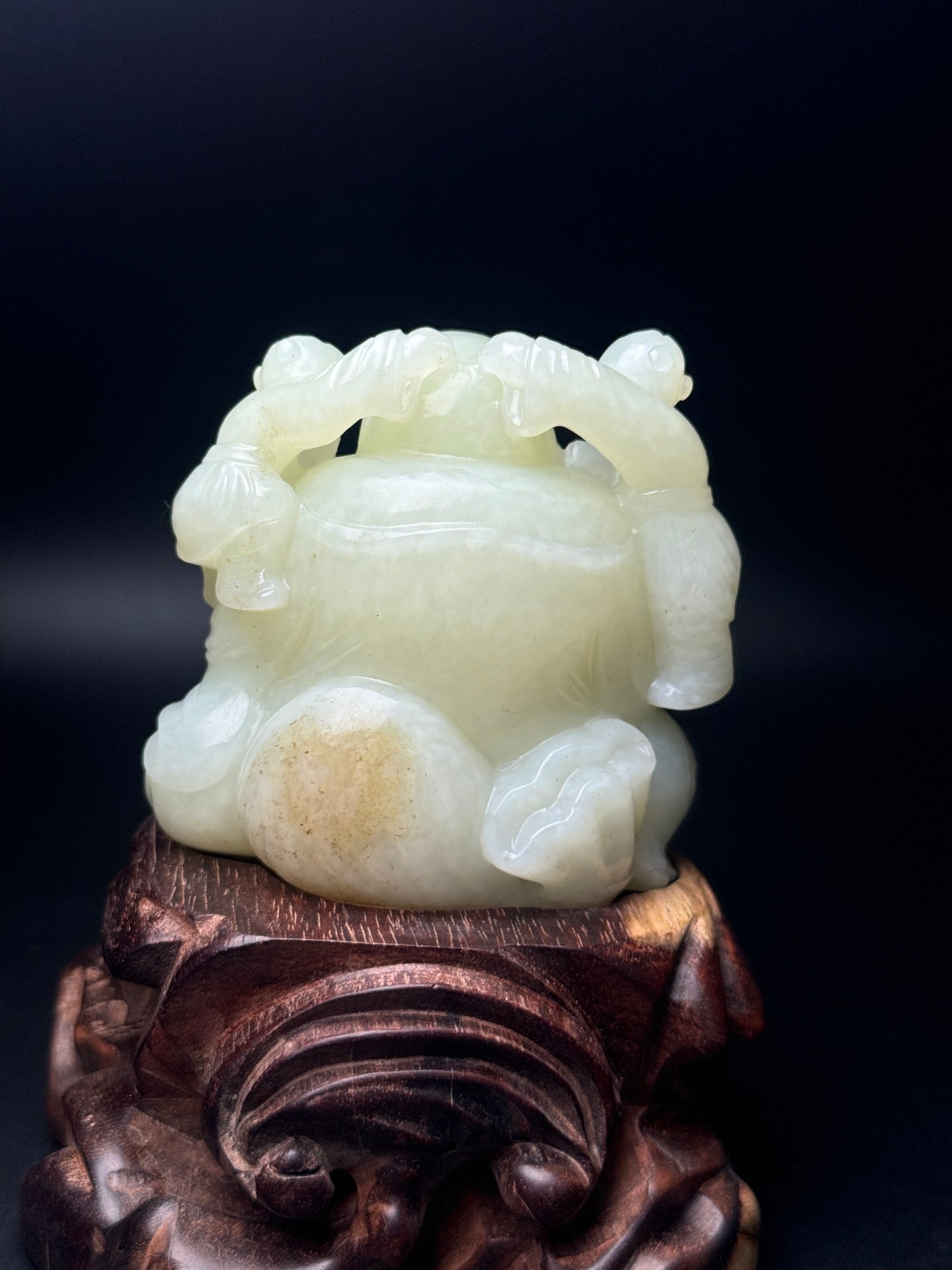 A0367 Chinese Hetian Jade Carved Laughing Buddha Statue