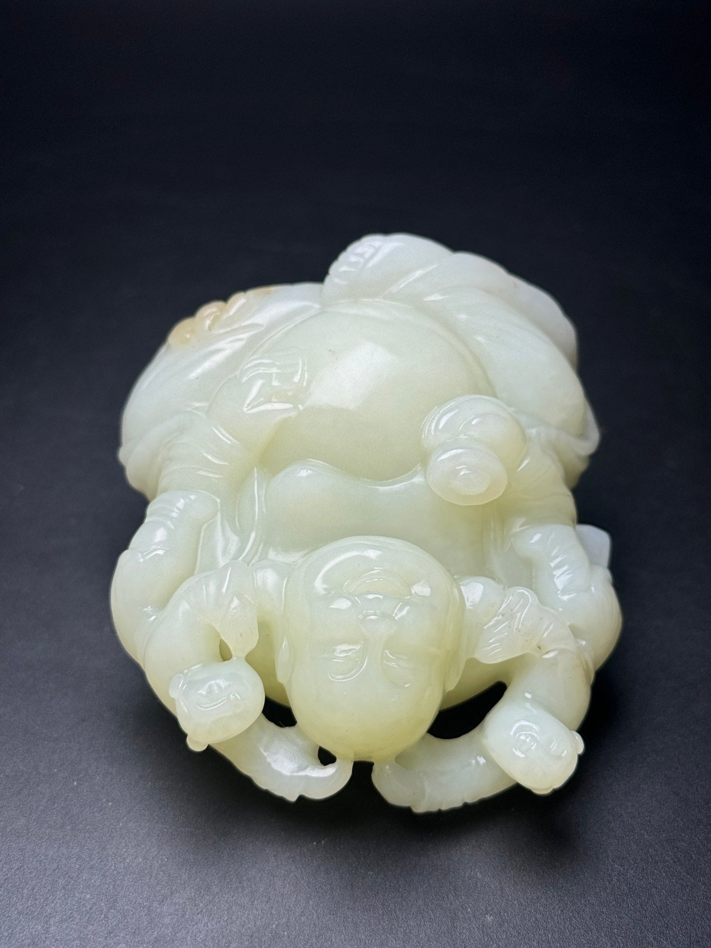 A0367 Chinese Hetian Jade Carved Laughing Buddha Statue