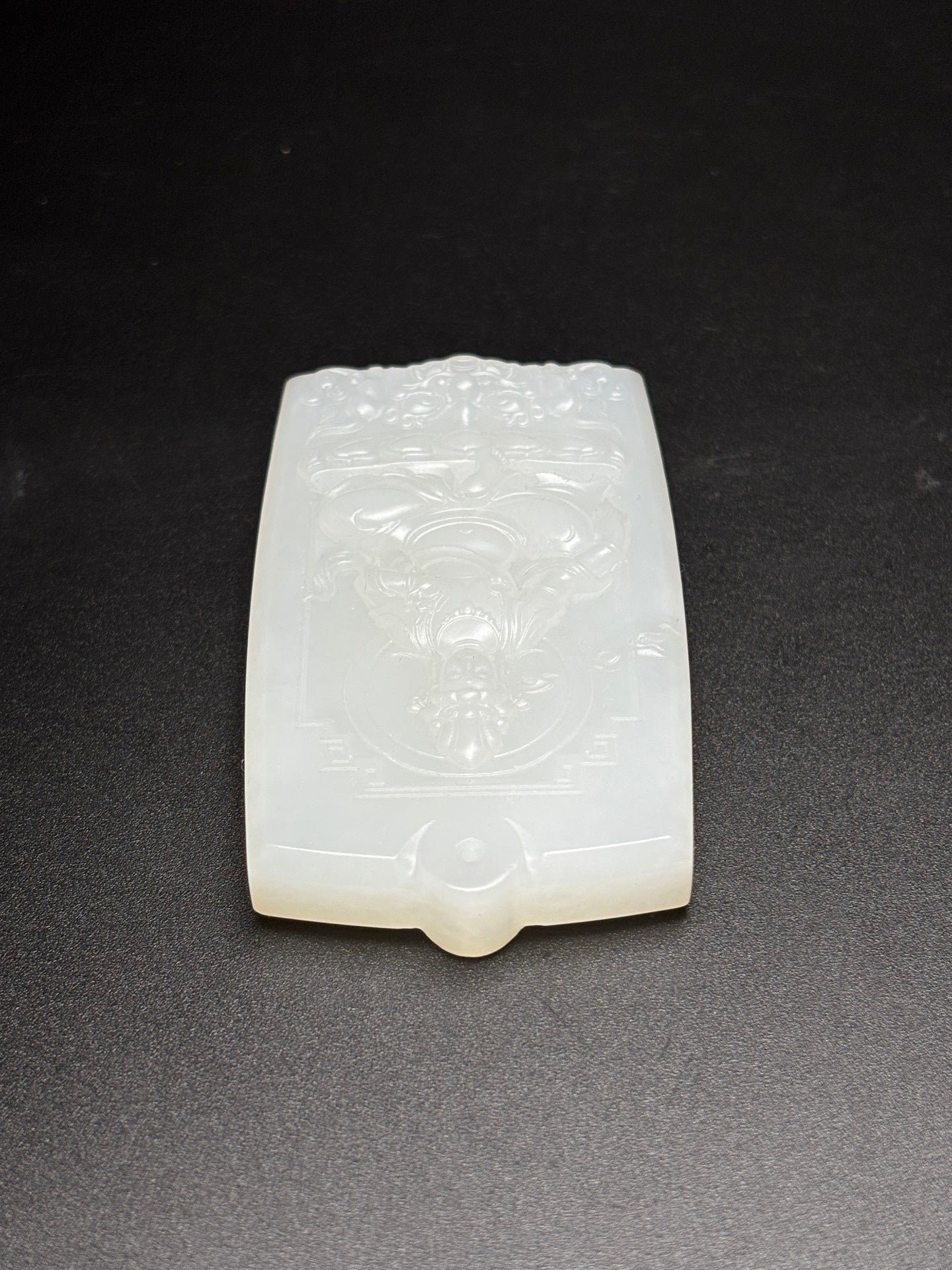 A0370 Chinese Natural White Hetian Jade Carved Kwan-yin Pendant