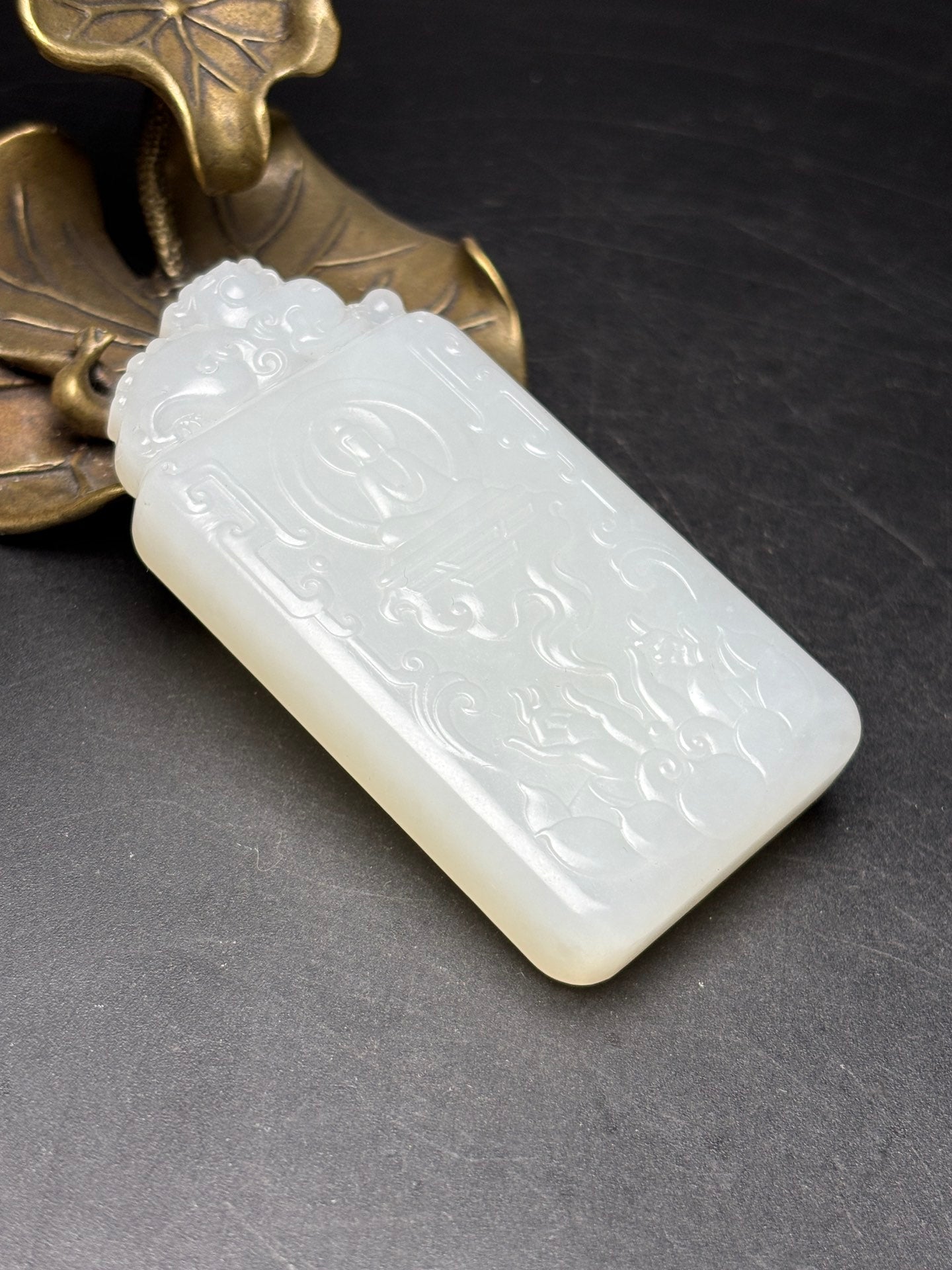 A0371 Chinese Natural White Hetian Jade Manjushri Bodhisattva Pendant