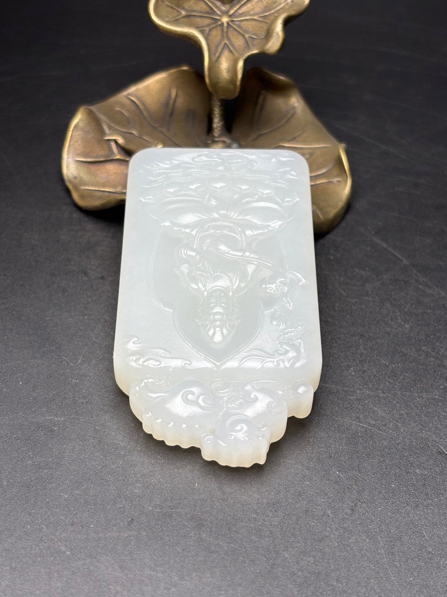 A0371 Chinese Natural White Hetian Jade Manjushri Bodhisattva Pendant