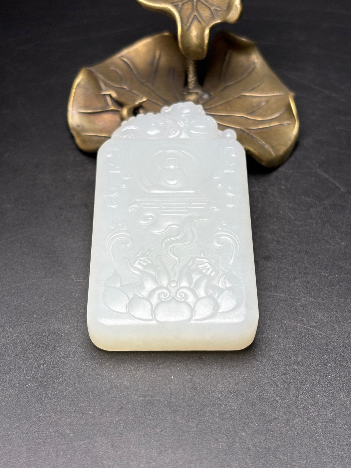 A0371 Chinese Natural White Hetian Jade Manjushri Bodhisattva Pendant