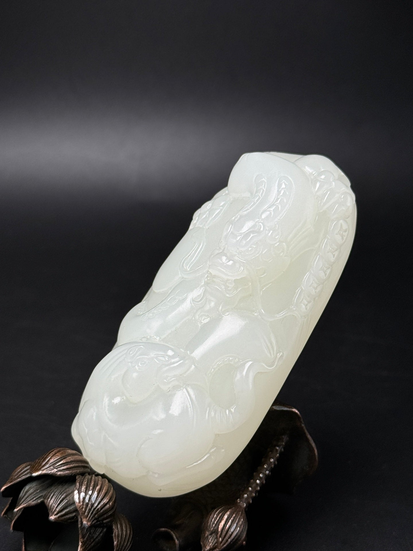 A0372 Superb Chinese Natural Hetian Jade Carved Fortune Dragon & Horse Pendant