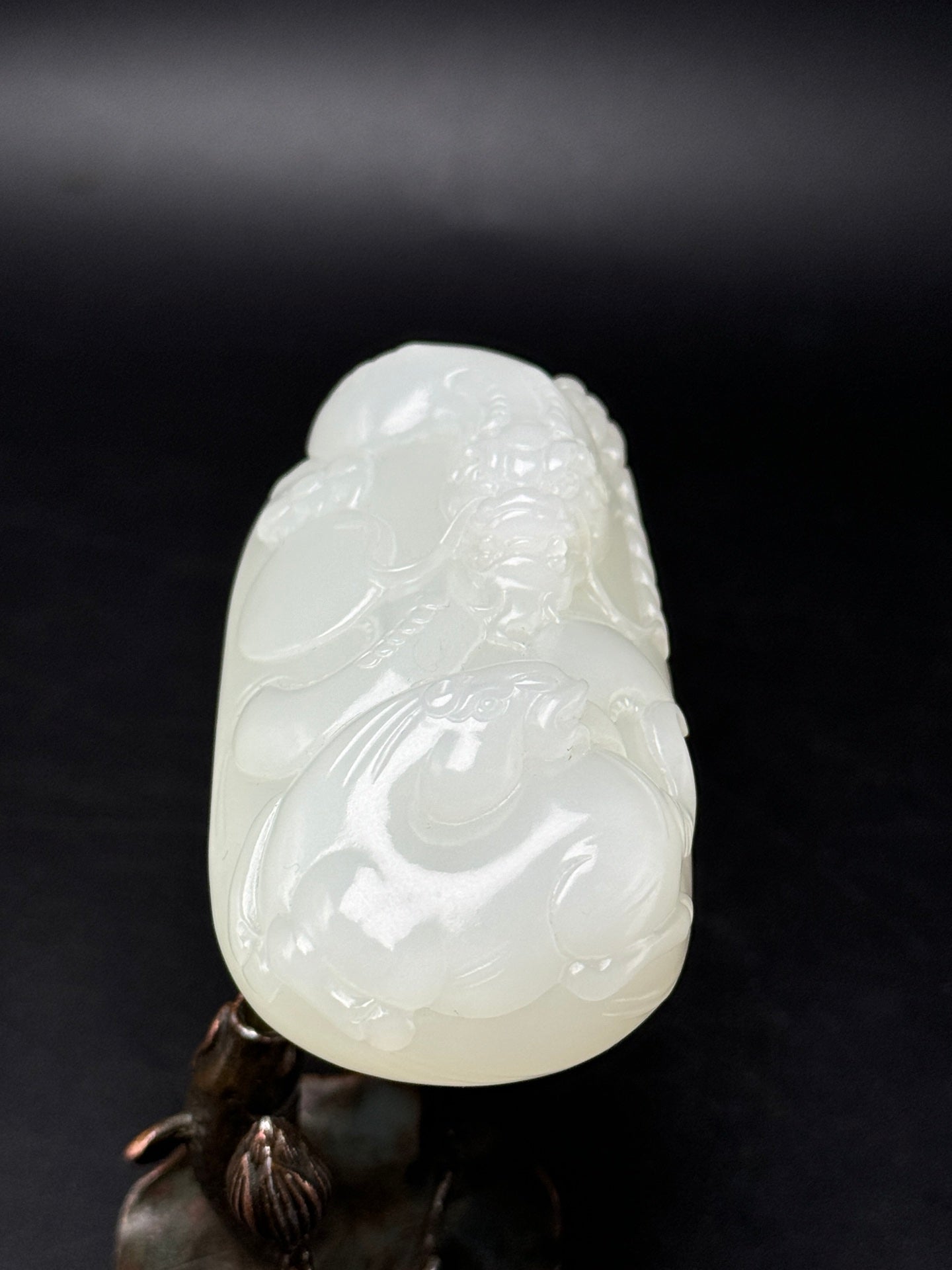 A0372 Superb Chinese Natural Hetian Jade Carved Fortune Dragon & Horse Pendant