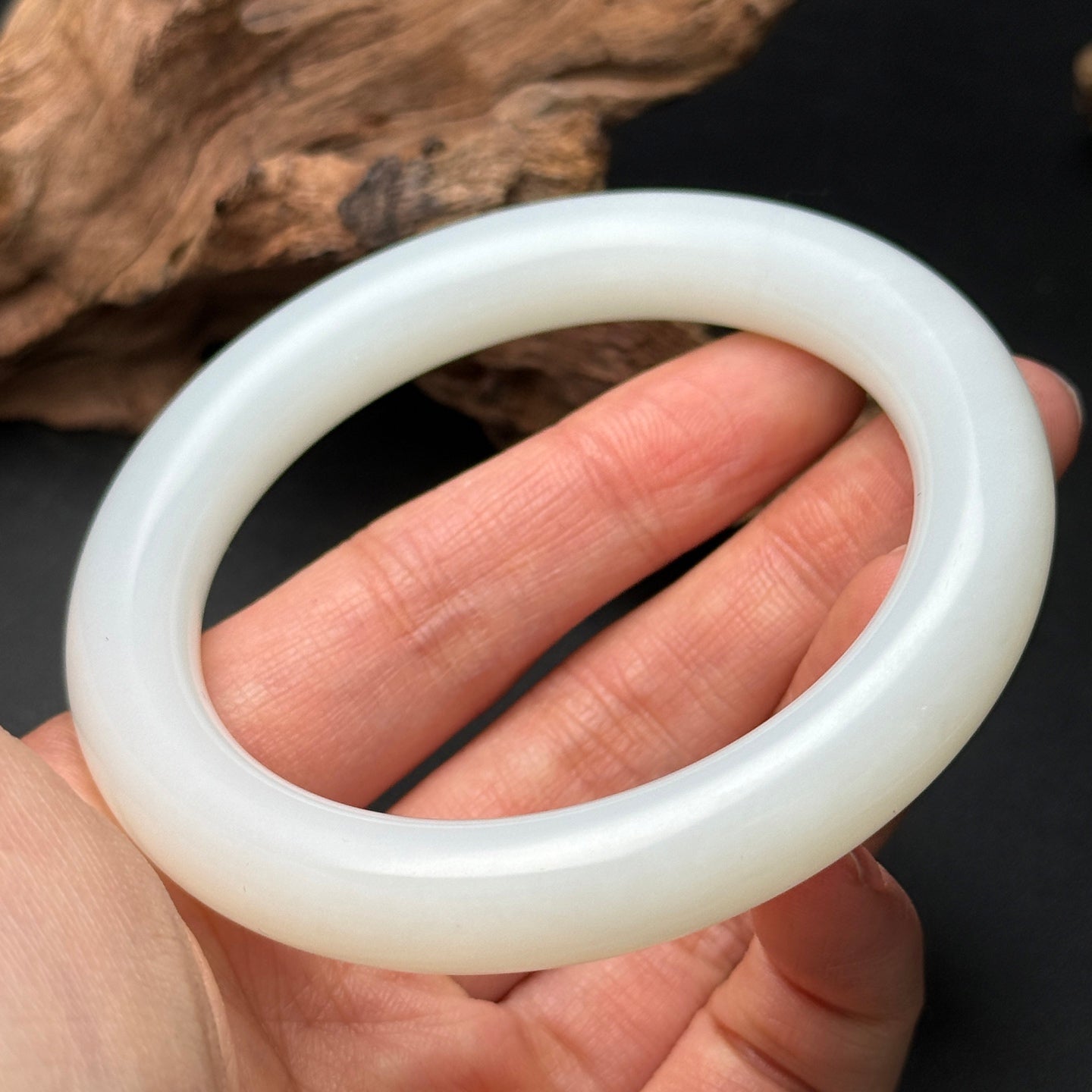 A0425 Inside Diameter 58MM Chinese Natural White Hetian Jade Bracelet