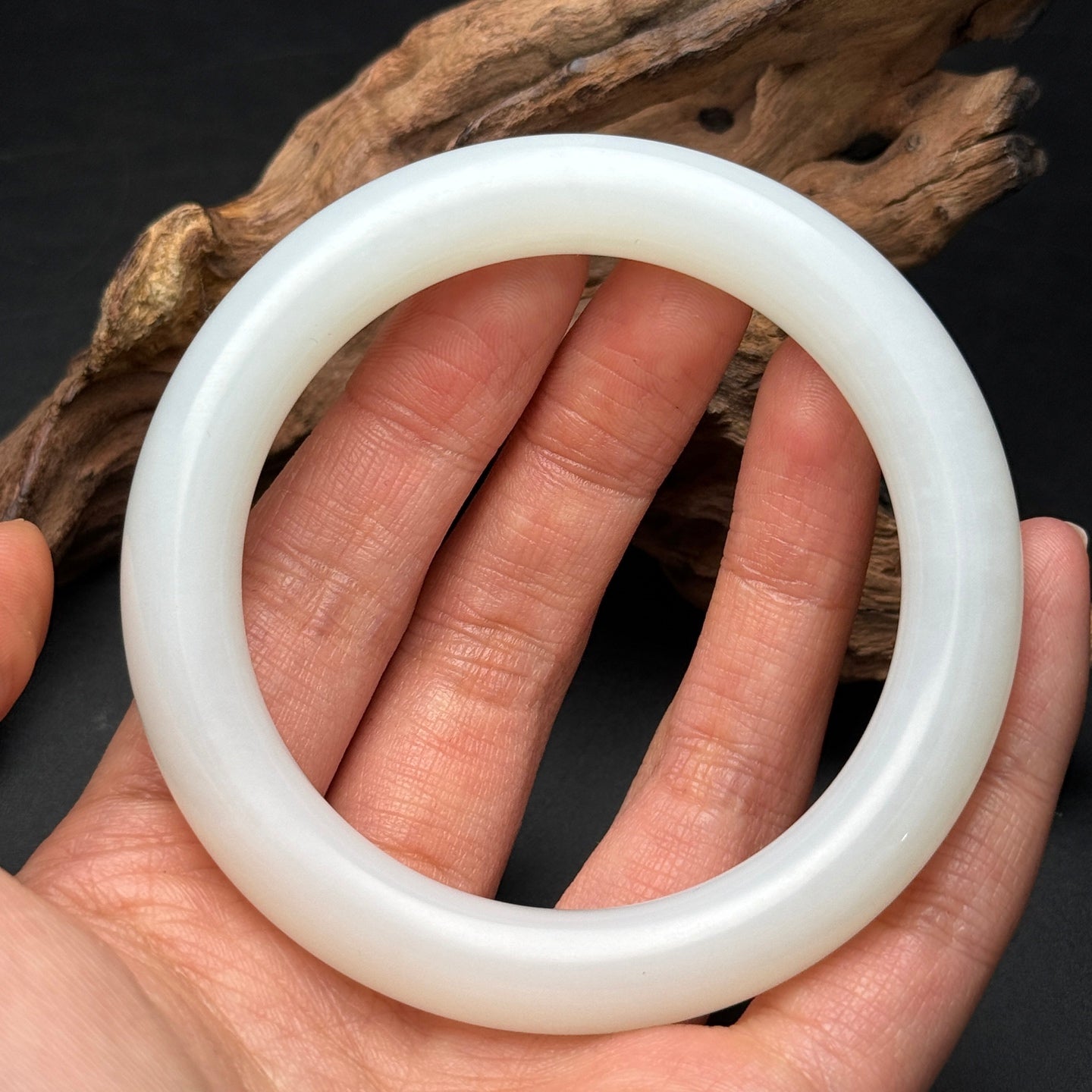 A0425 Inside Diameter 58MM Chinese Natural White Hetian Jade Bracelet