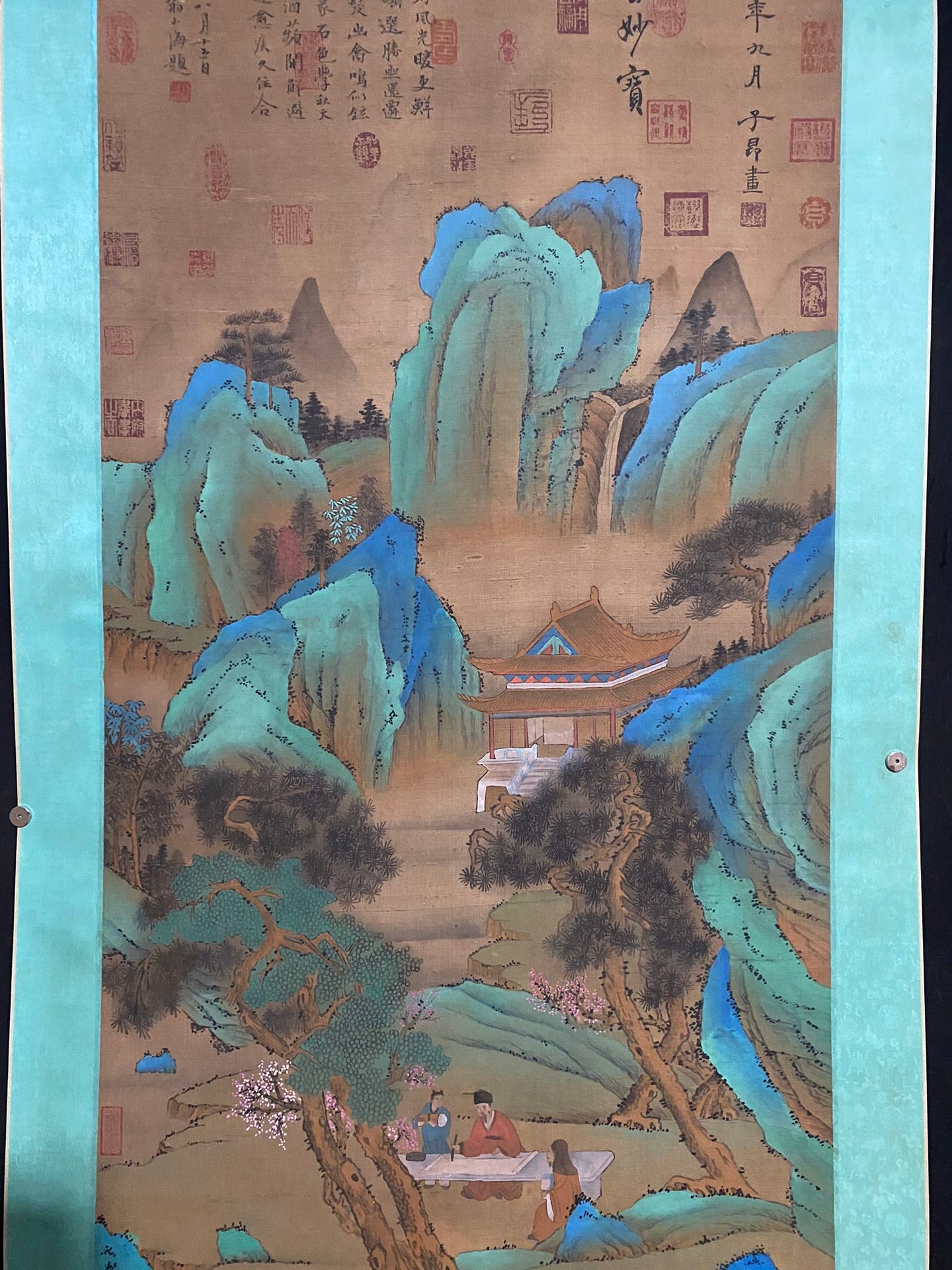 A0434 Chinese Watercolour On Silk Mountain River Scene Design Painting