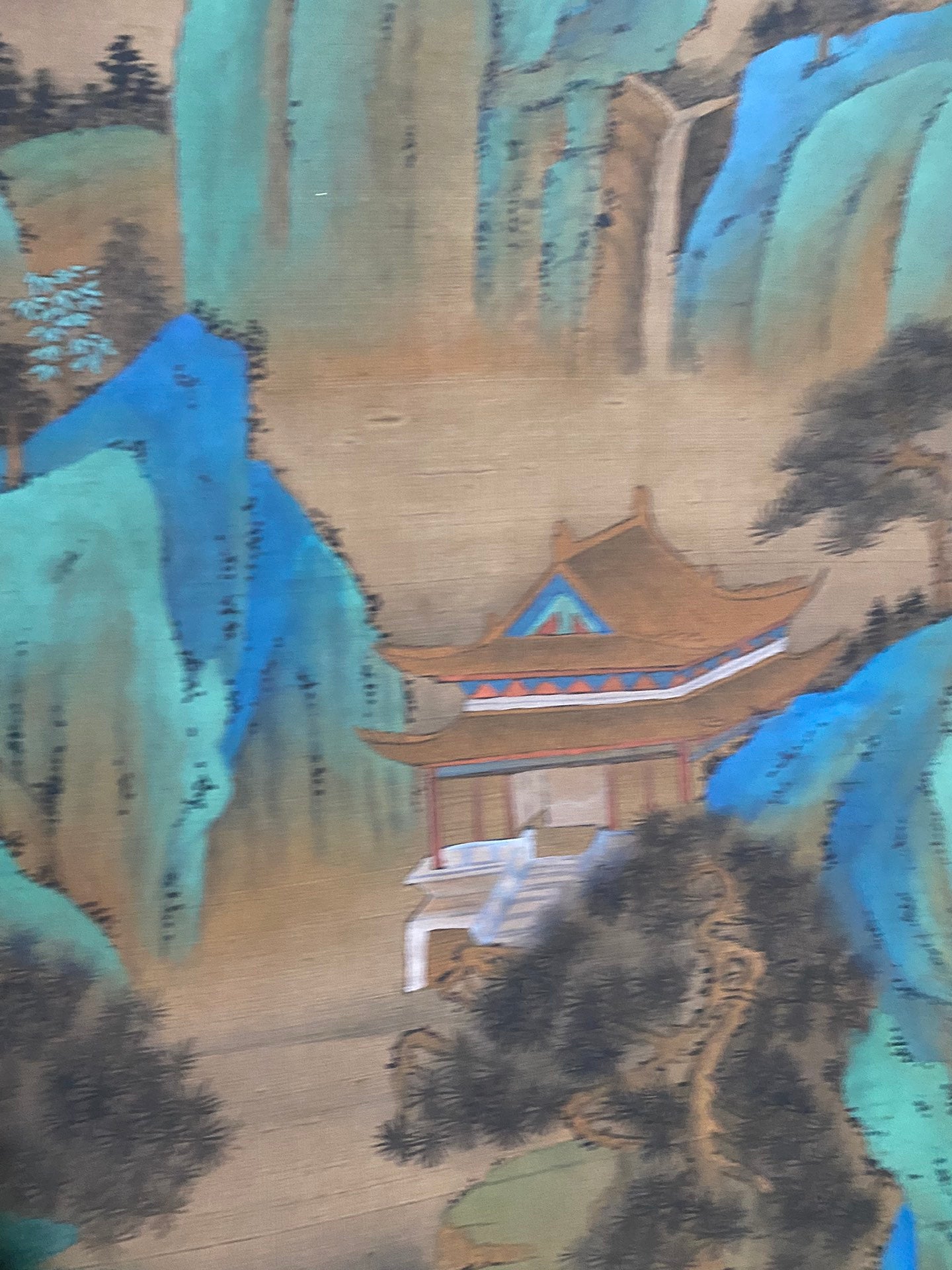 A0434 Chinese Watercolour On Silk Mountain River Scene Design Painting