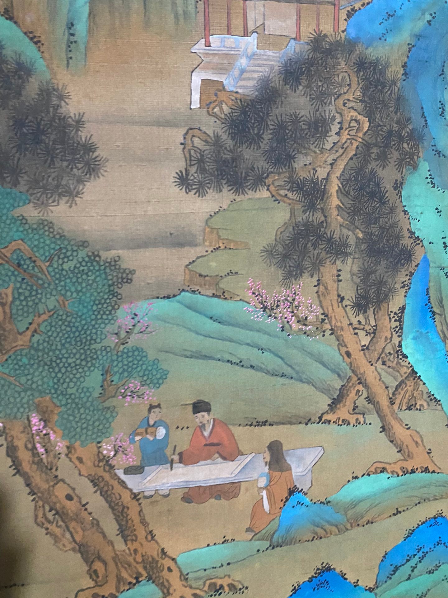 A0434 Chinese Watercolour On Silk Mountain River Scene Design Painting