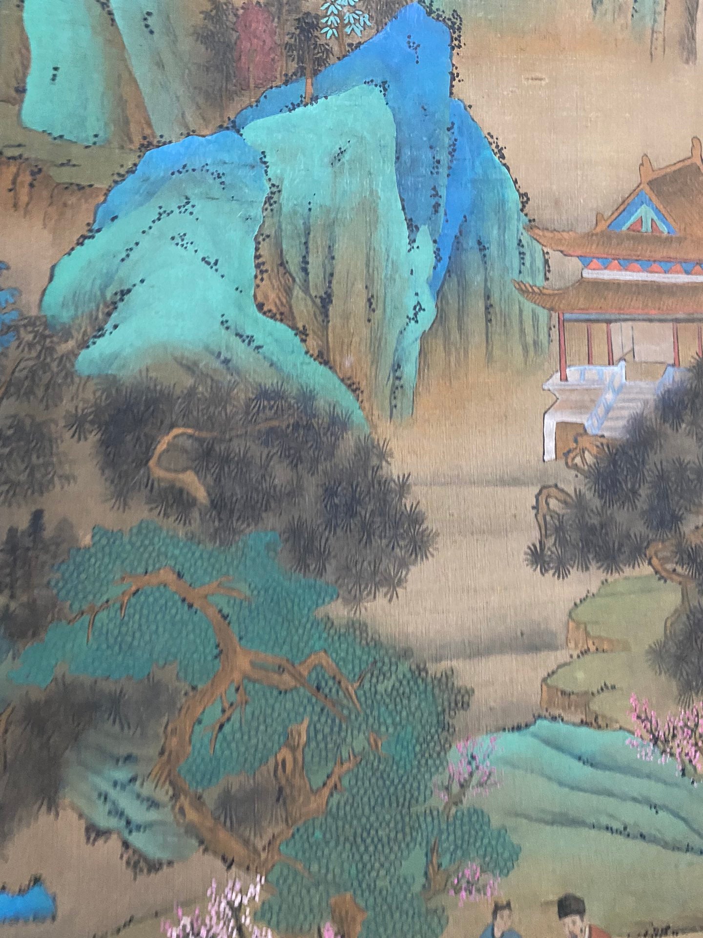 A0434 Chinese Watercolour On Silk Mountain River Scene Design Painting