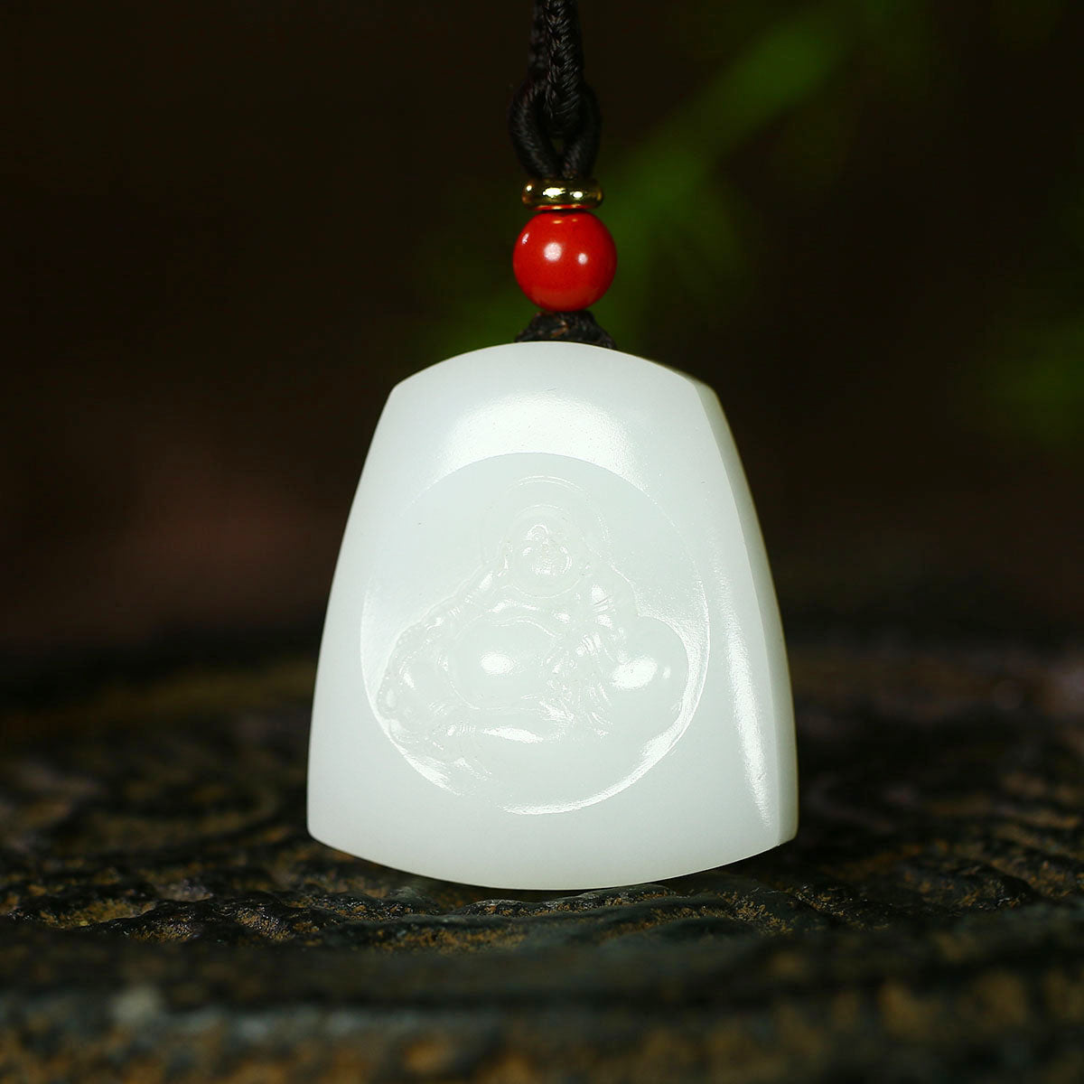 A0445 Superb Chinese Natural White Hetian Jade Carved Laughing Buddha Pendant