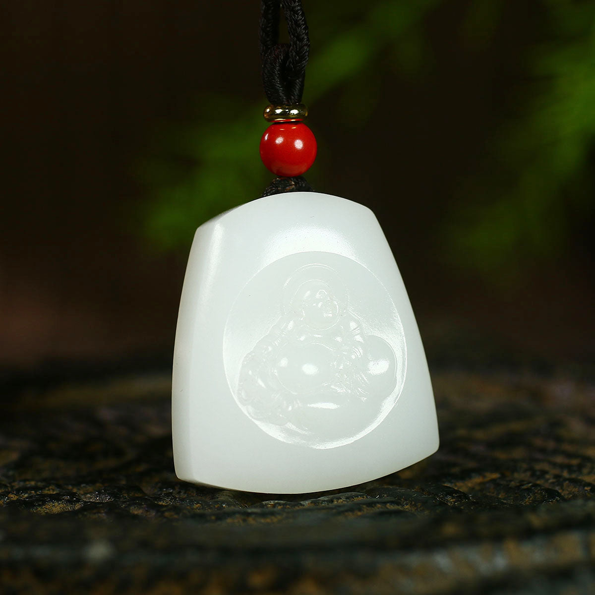 A0445 Superb Chinese Natural White Hetian Jade Carved Laughing Buddha Pendant