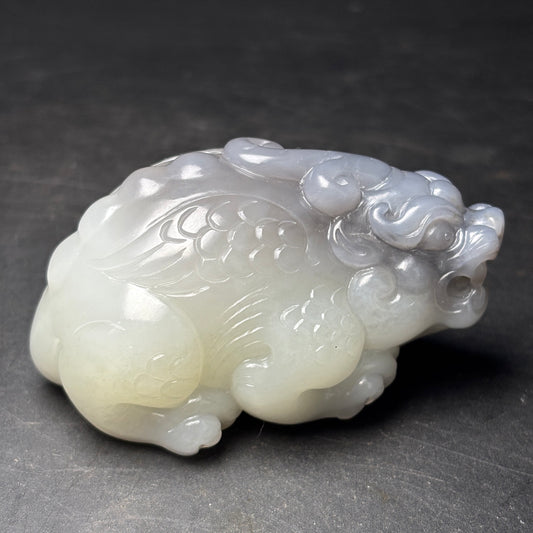 A0455 Superb Chinese Natural Double Color Hetian Jade Fortune Pixiu Statue