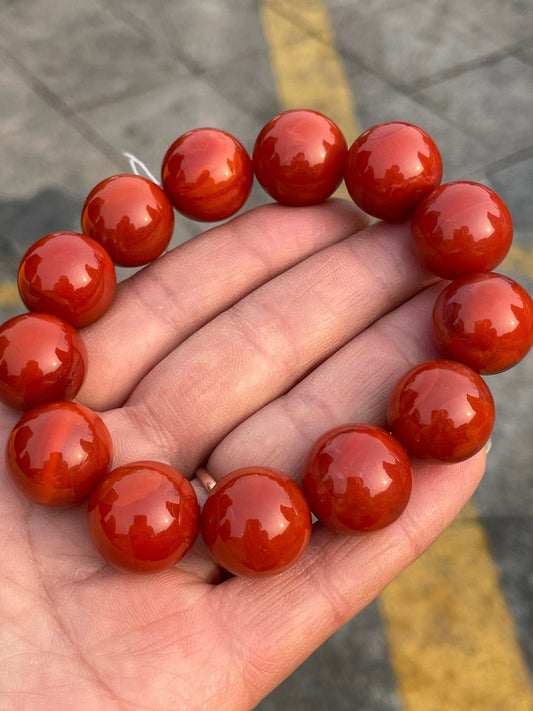 A0468 17.5MM Bead Chinese Nanhong Agate Beads Bracelet