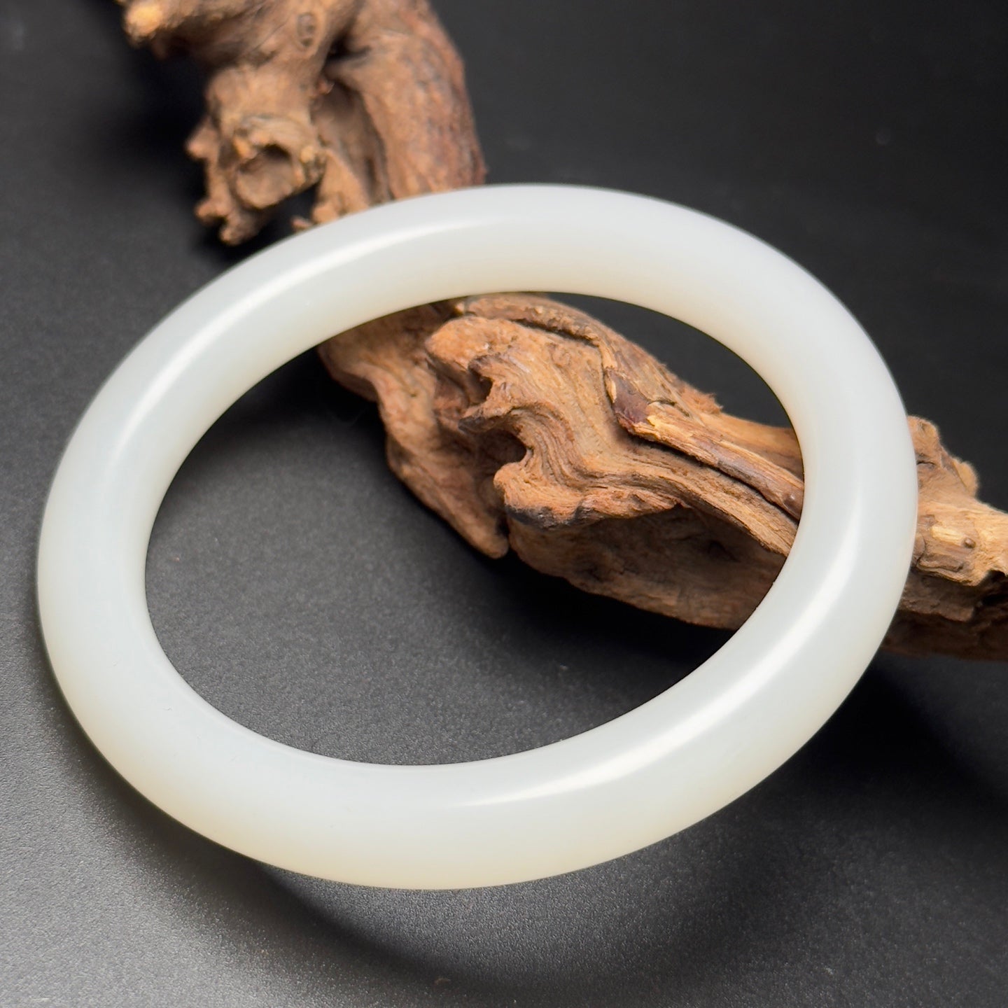 A0534 Inside Diameter 64mm Chinese Natural White Hetian Jade Bracelet