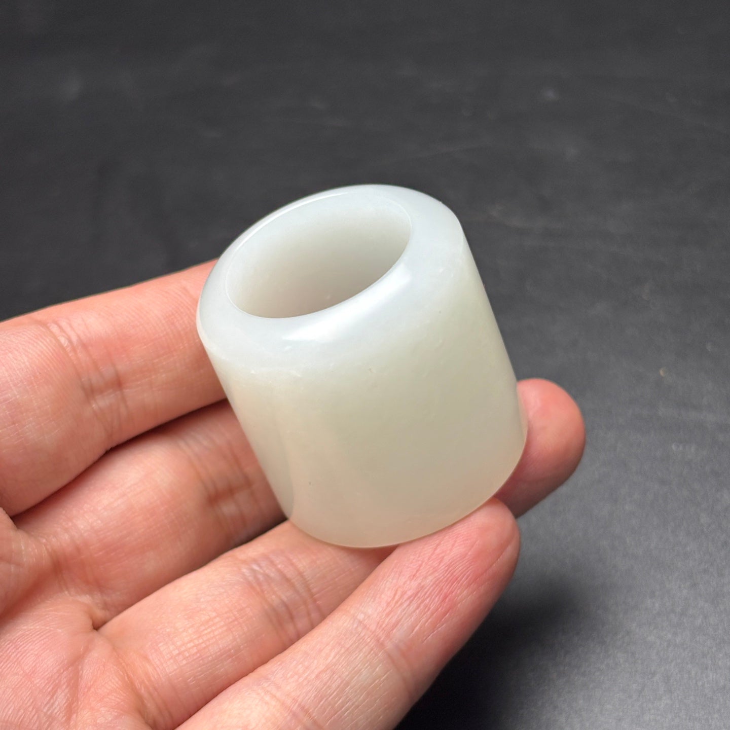 A0569 Inside Diameter 22 MM Chinese White Hetian Jade Thumb Ring