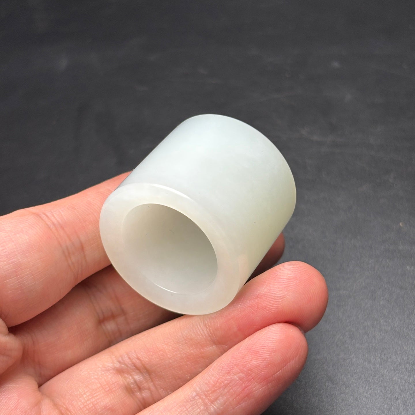 A0569 Inside Diameter 22 MM Chinese White Hetian Jade Thumb Ring