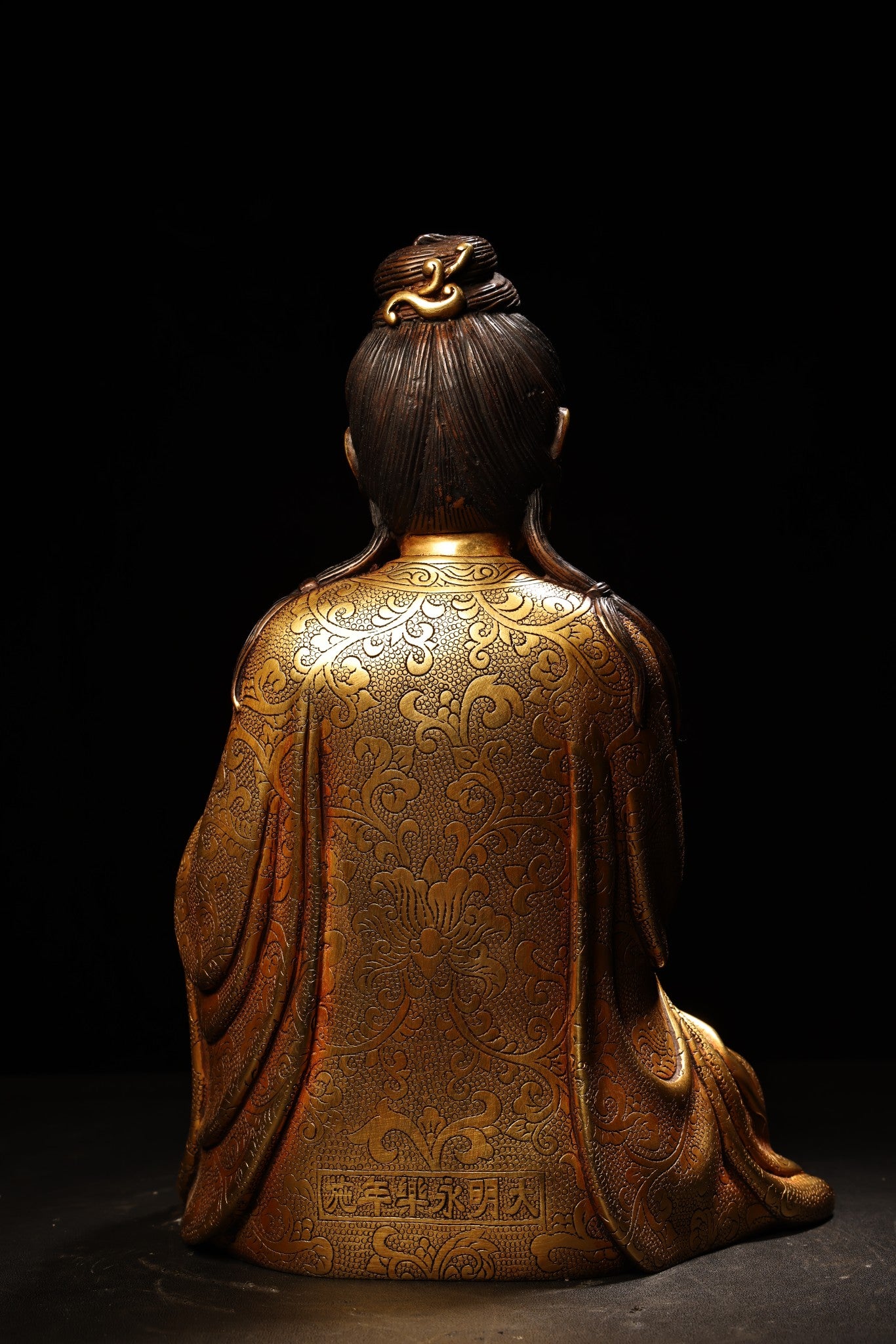 A0589 Tibetan Buddhism Gilt Gold Copper Kwan-yin Statue