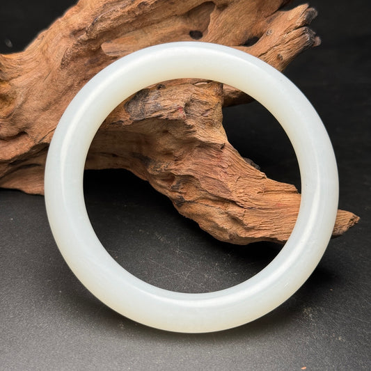 A0612 Inside Diameter 55mm Chinese Natural White Hetian Jade Bracelet