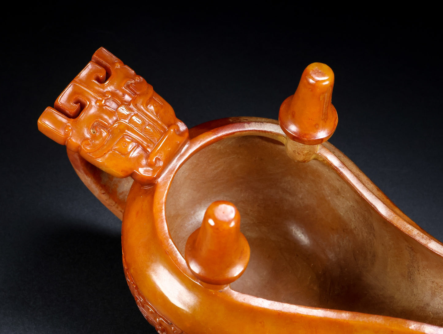 A0643 Superb Vintage Chinese Hetian Jade Carved Wine Cup
