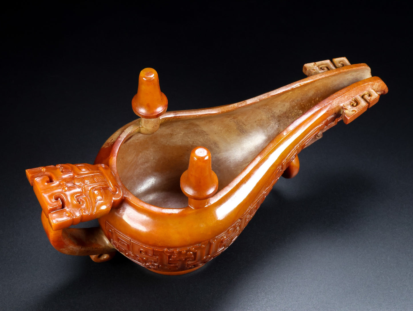 A0643 Superb Vintage Chinese Hetian Jade Carved Wine Cup