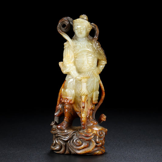 A0657 Vintage Chinese Hetian Jade Carved Figure Statue