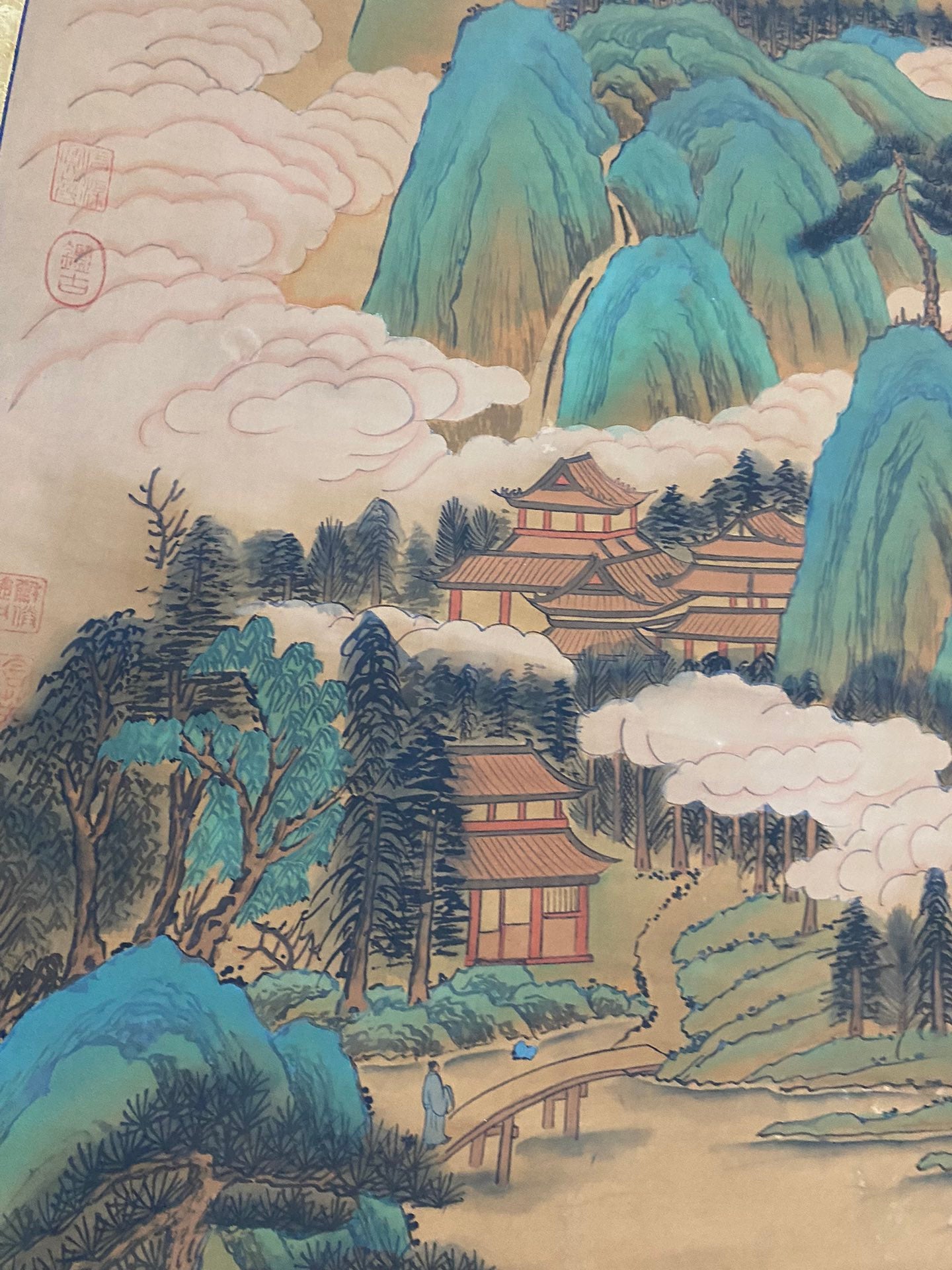 A0659 Chinese Watercolour On Silk Mountain River Scene Design Painting - Dong Qi Chang（1555—1636）