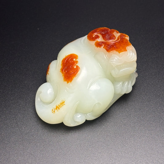 A0660 Superb Chinese Hetian Jade Carved Fortune Pixiu Statue/Pendant