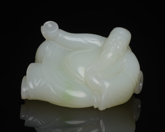 A0663 Superb Chinese Hetian Jade Carved Poet Libai Statue/Pendant