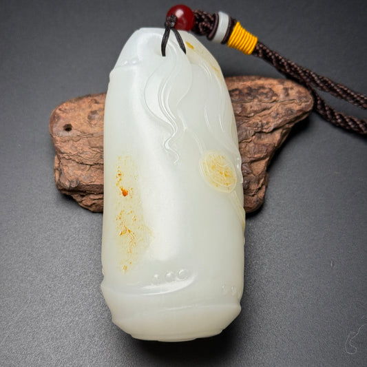 A0731 Superb Chinese Hetian Jade Carved Fortune Bamboo Statue/Pendant