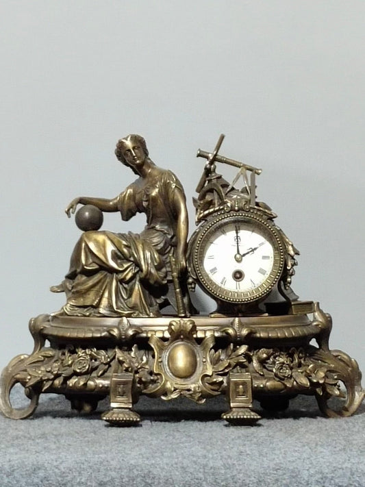 A0752 Vintage Brass Figure Mechanical Clock