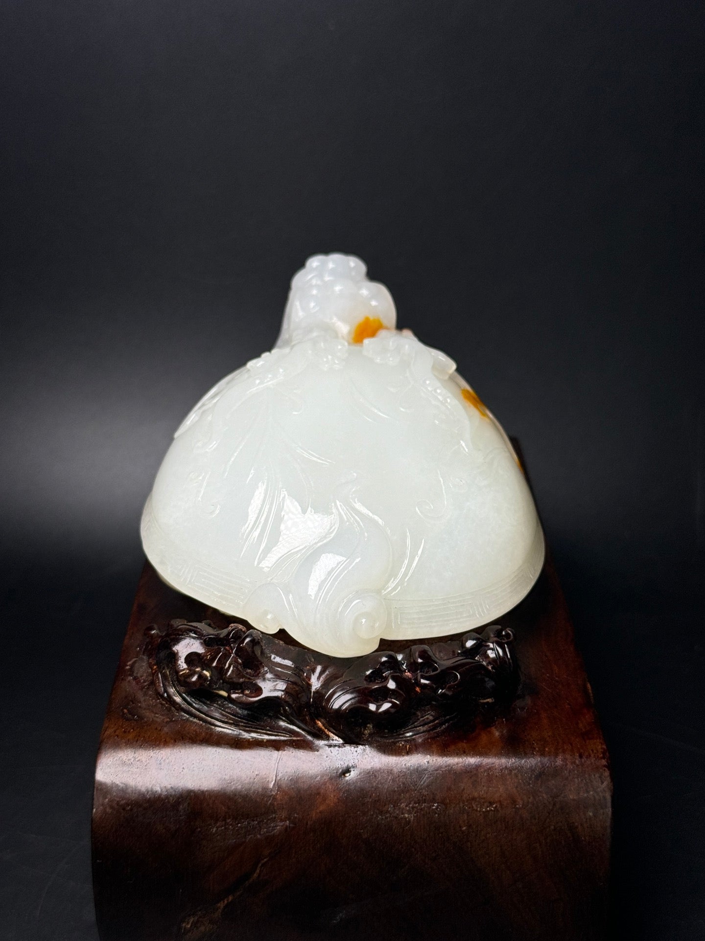 A0760 Superb Chinese White Hetian Jade Carved Dragon Turtle Statue