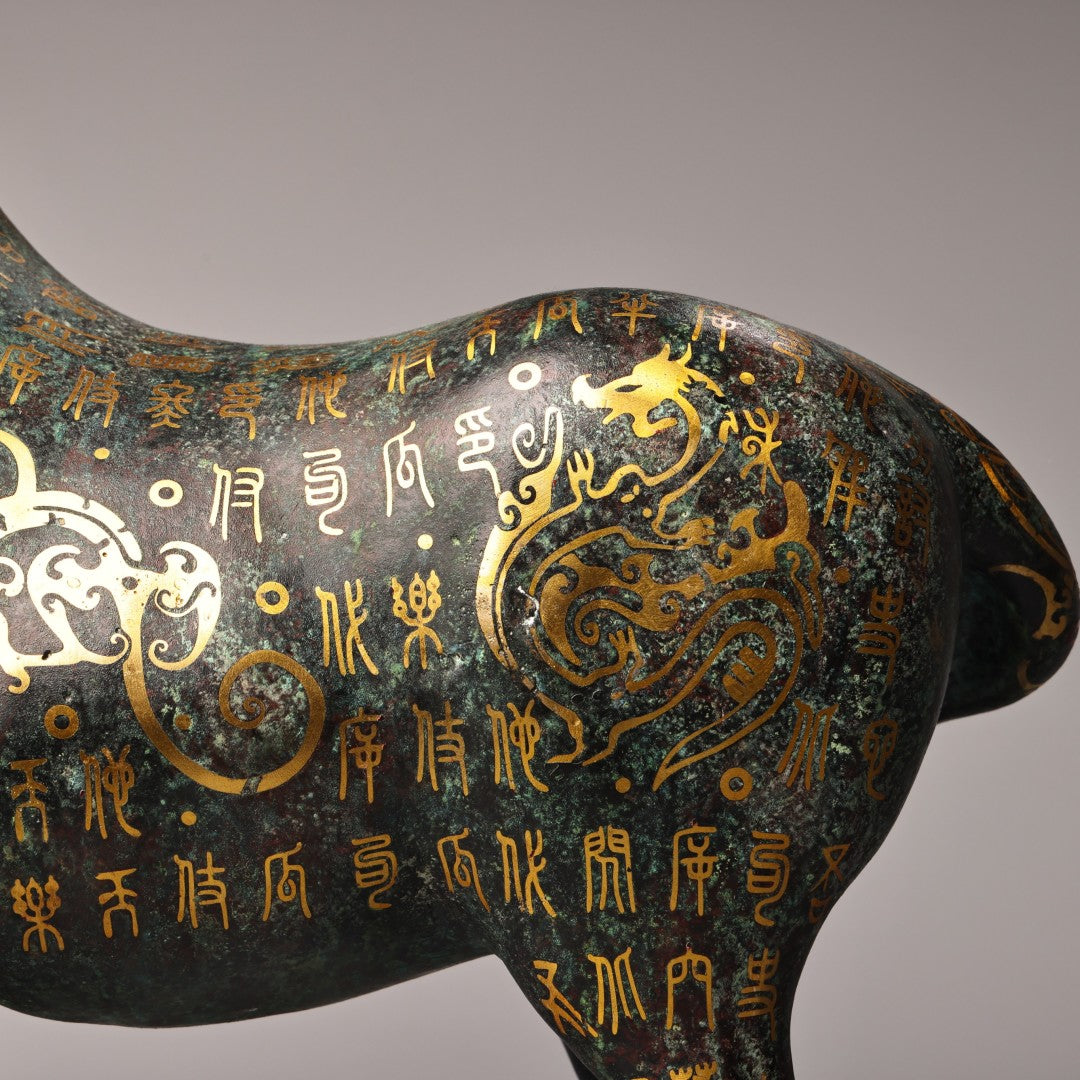 A0779 Vintage Chinese Gilt Gold Bronze Fortune Ox Statue