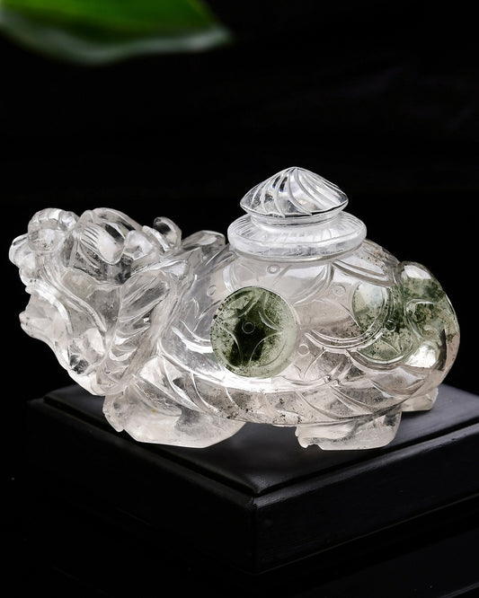A0869 Exquisite Crystal Carved Dragon Turtle Statue