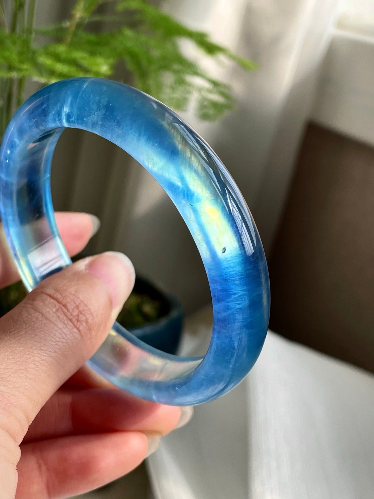A0886 Inside Diameter 58 MM Beautiful Aquamarine Bracelet