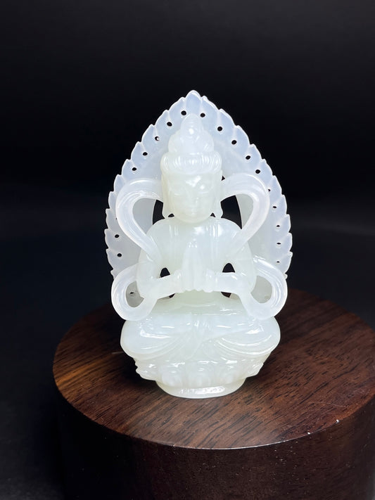 A0889 Superb Chinese Hetian Jade Carved Kwan-yin Pendant