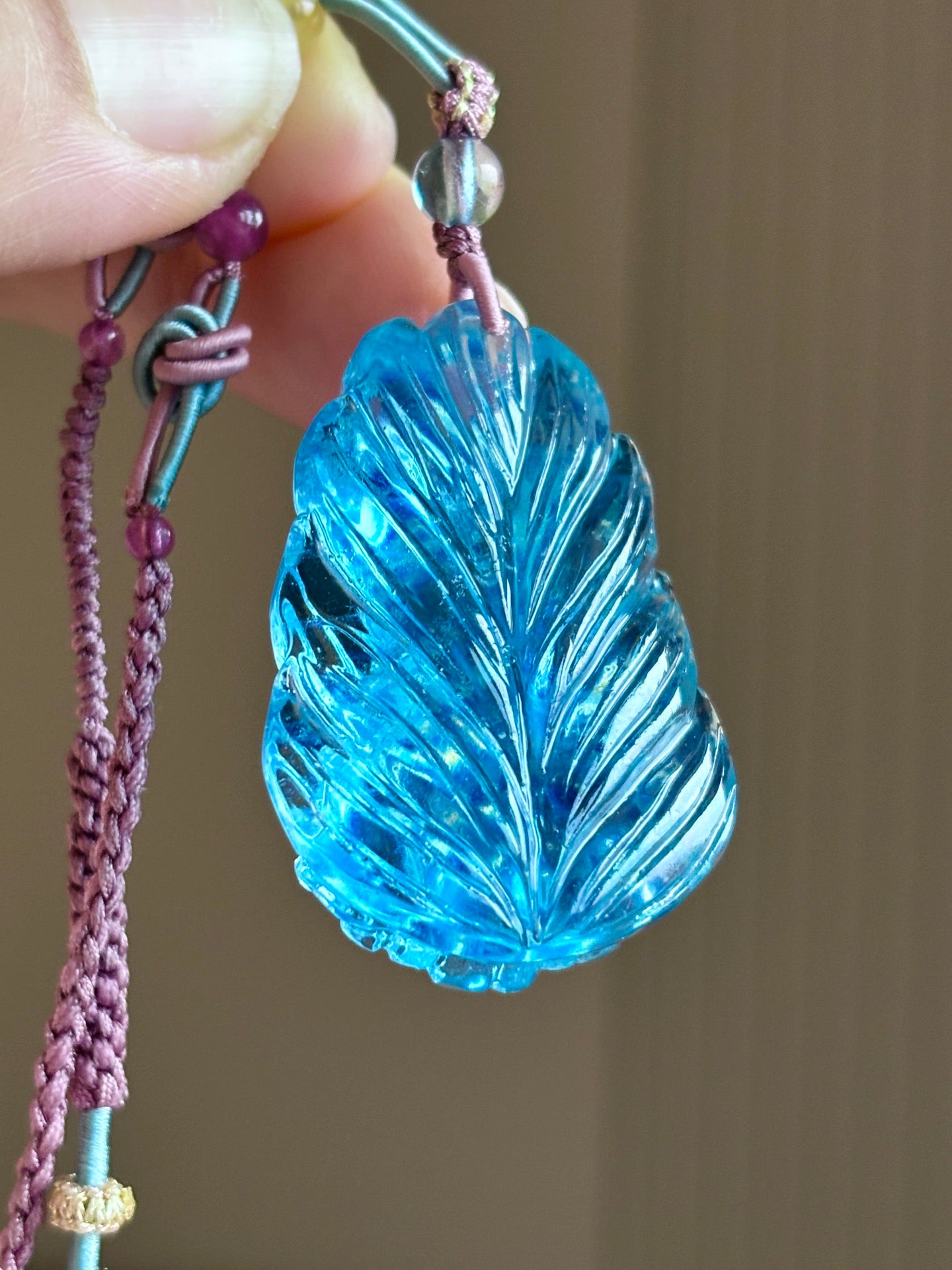 A0921 Beautiful Aquamarine Carved Nine-tailed Fox Pendant