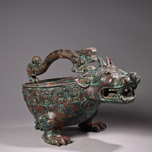 A0953 Vintage Chinese Bronze Divine Beast Statue