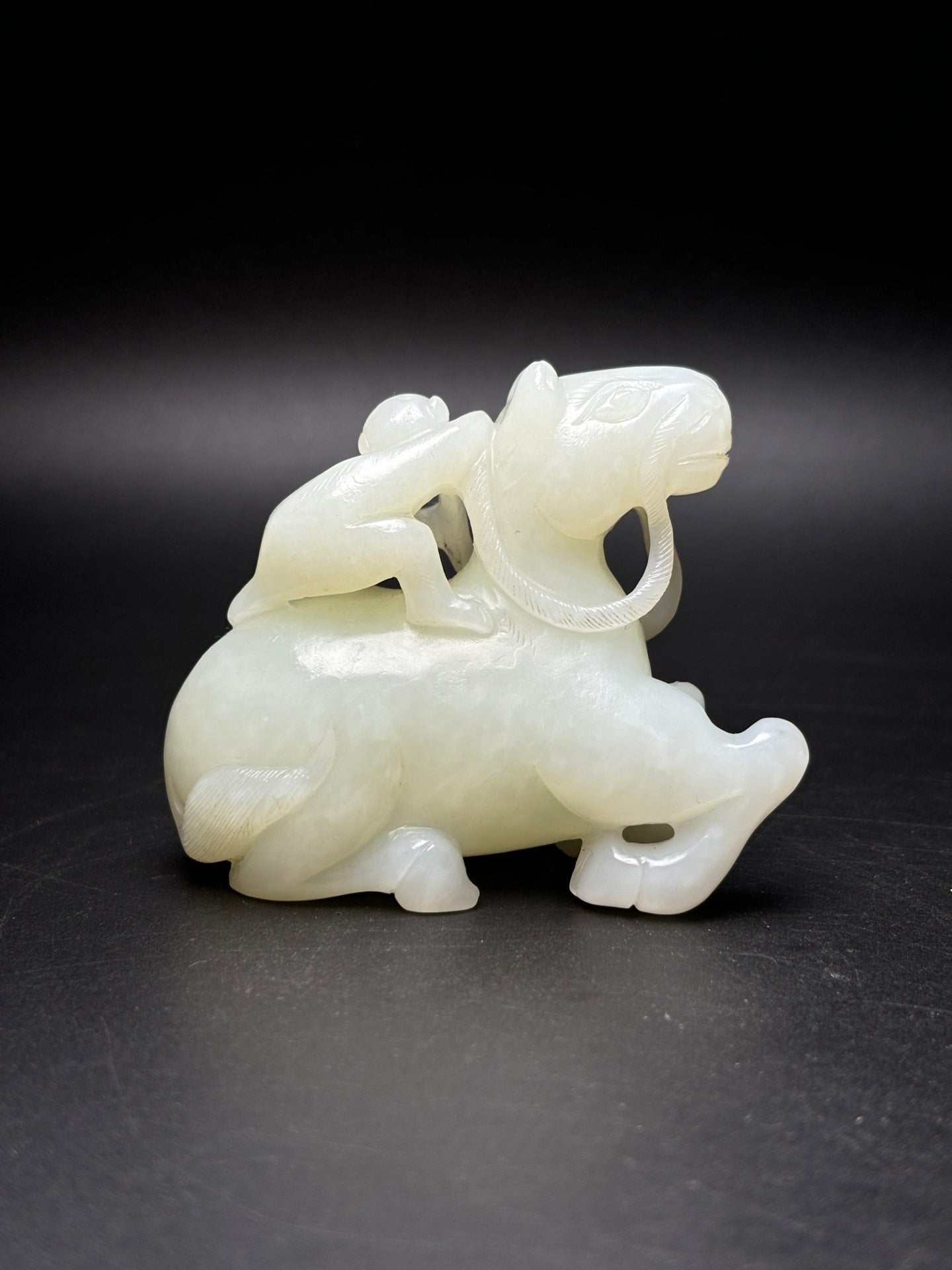 A0972 Superb Chinese Hetian Jade Carved Horse Monkey Statue/Pendant