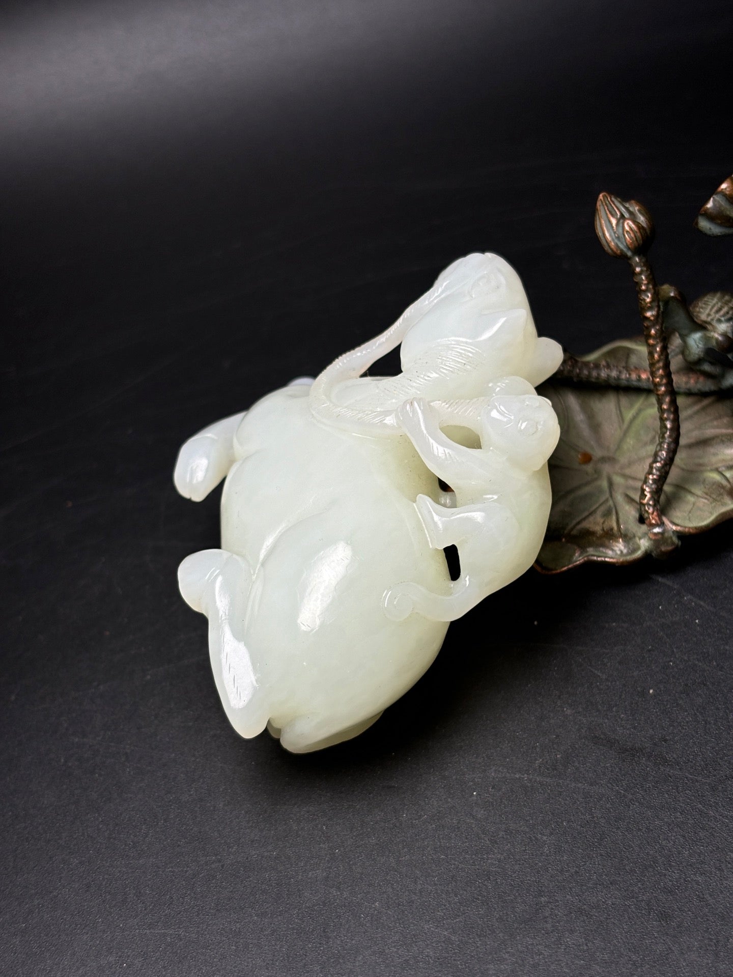 A0972 Superb Chinese Hetian Jade Carved Horse Monkey Statue/Pendant