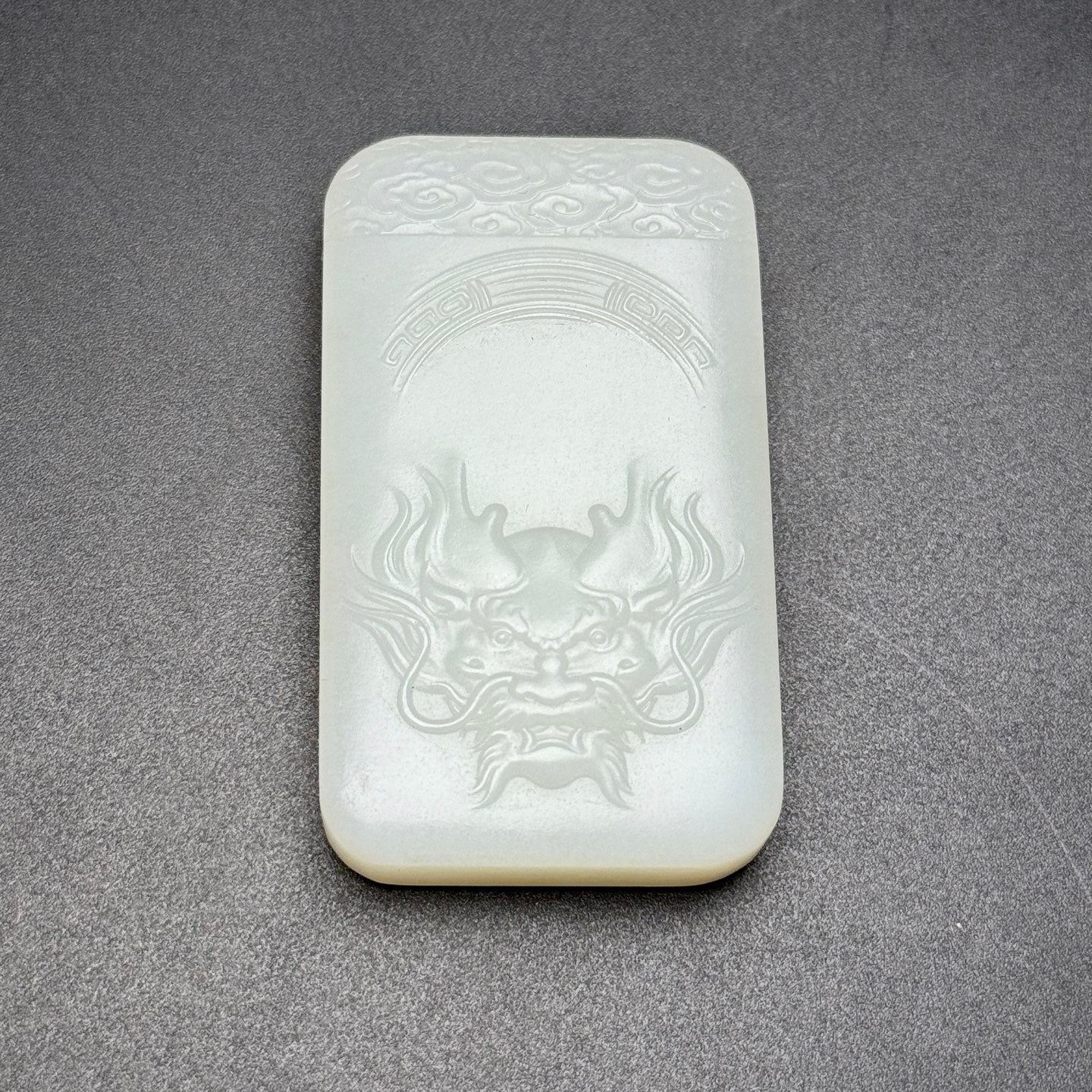 A0976 Chinese Natural Hetian Jade Low Relief Fortune Dragon Design Pendant