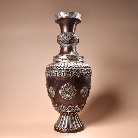 A0979 Old Chinese Copper Flowers Design Vase