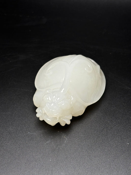 A0996 Superb Chinese Hetian Jade Carved Dragon Turtle Statue