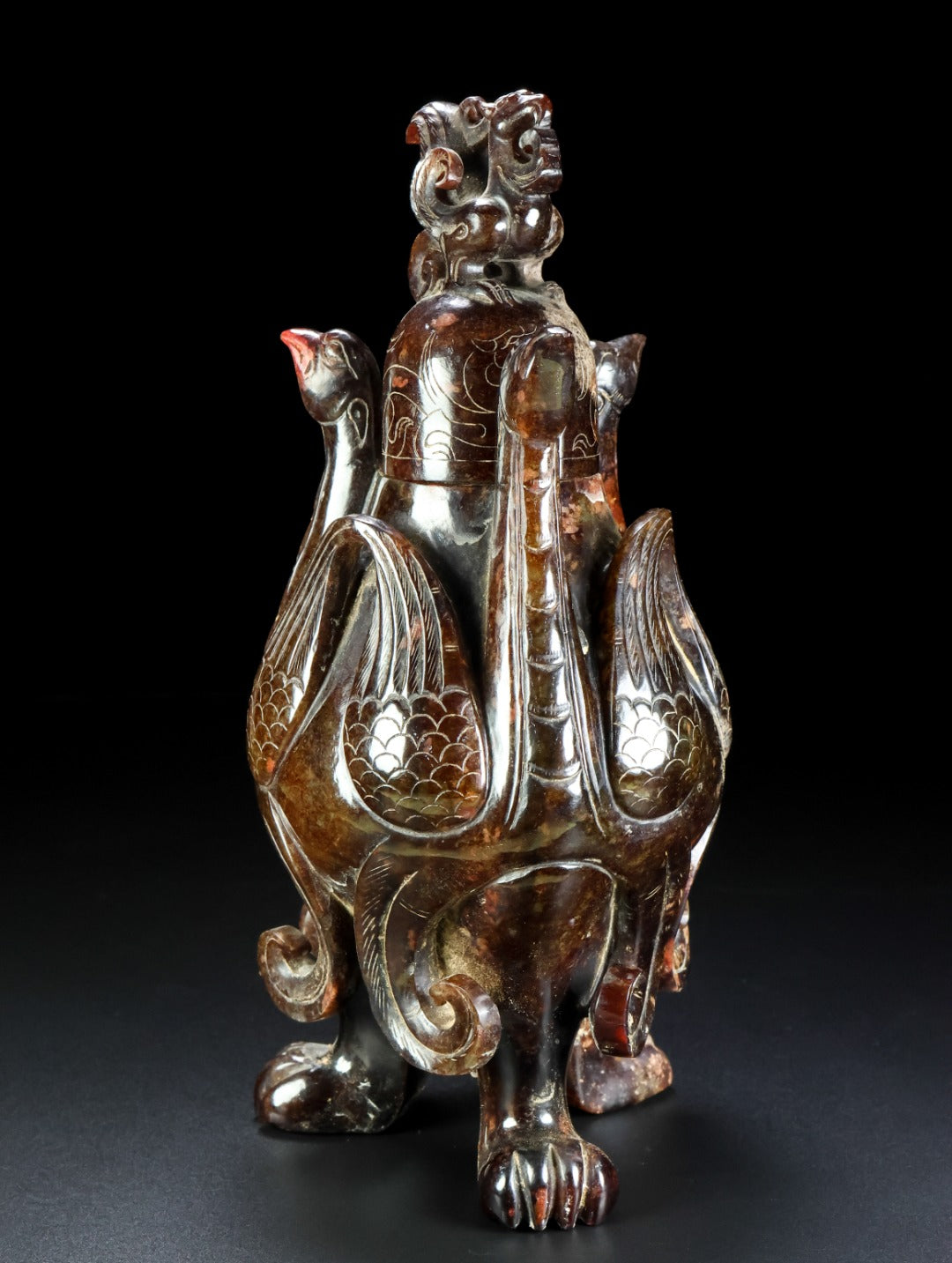 A1000 Superb Old Chinese Hetian Jade Carved Phoenix Vase