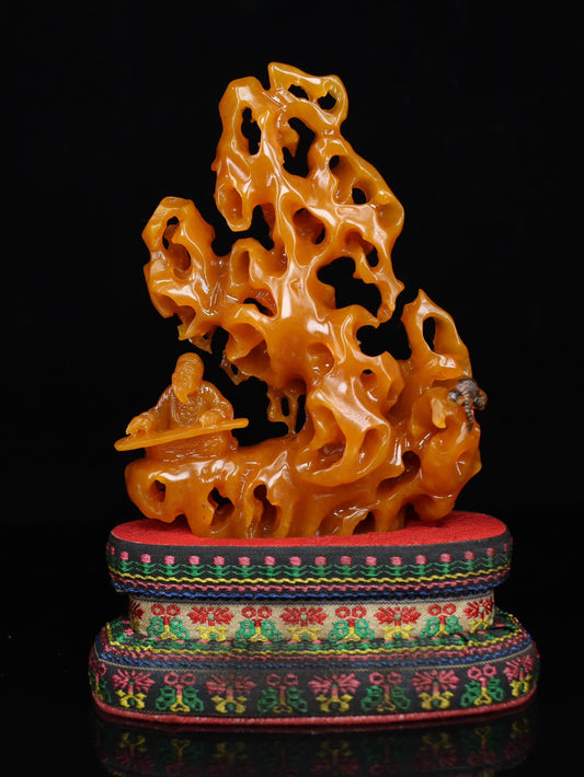 A1001 Superb Old Chinese Shoushan Tianhuang Stone Carved Figure Statue