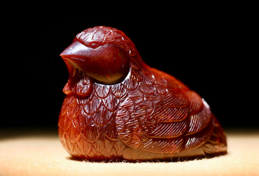 A1005 Superb Vintage Chinese Hetian Jade Carved Bird Statue