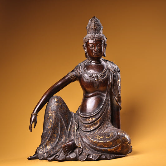 A1014 Vintage Chinese Copper Kwan-yin Statue